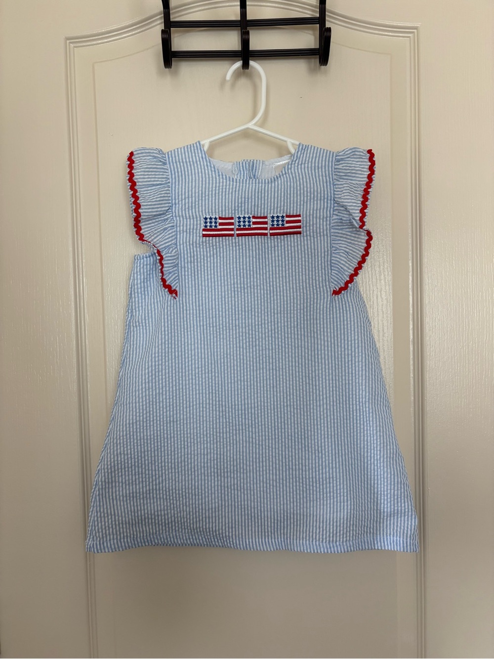 Stitchy Fish Toddler Girls Patriotic American Flag Dress